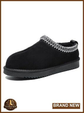Genuine Suede Fuzzy Slippers Winter Warm House Shoes Non Slip